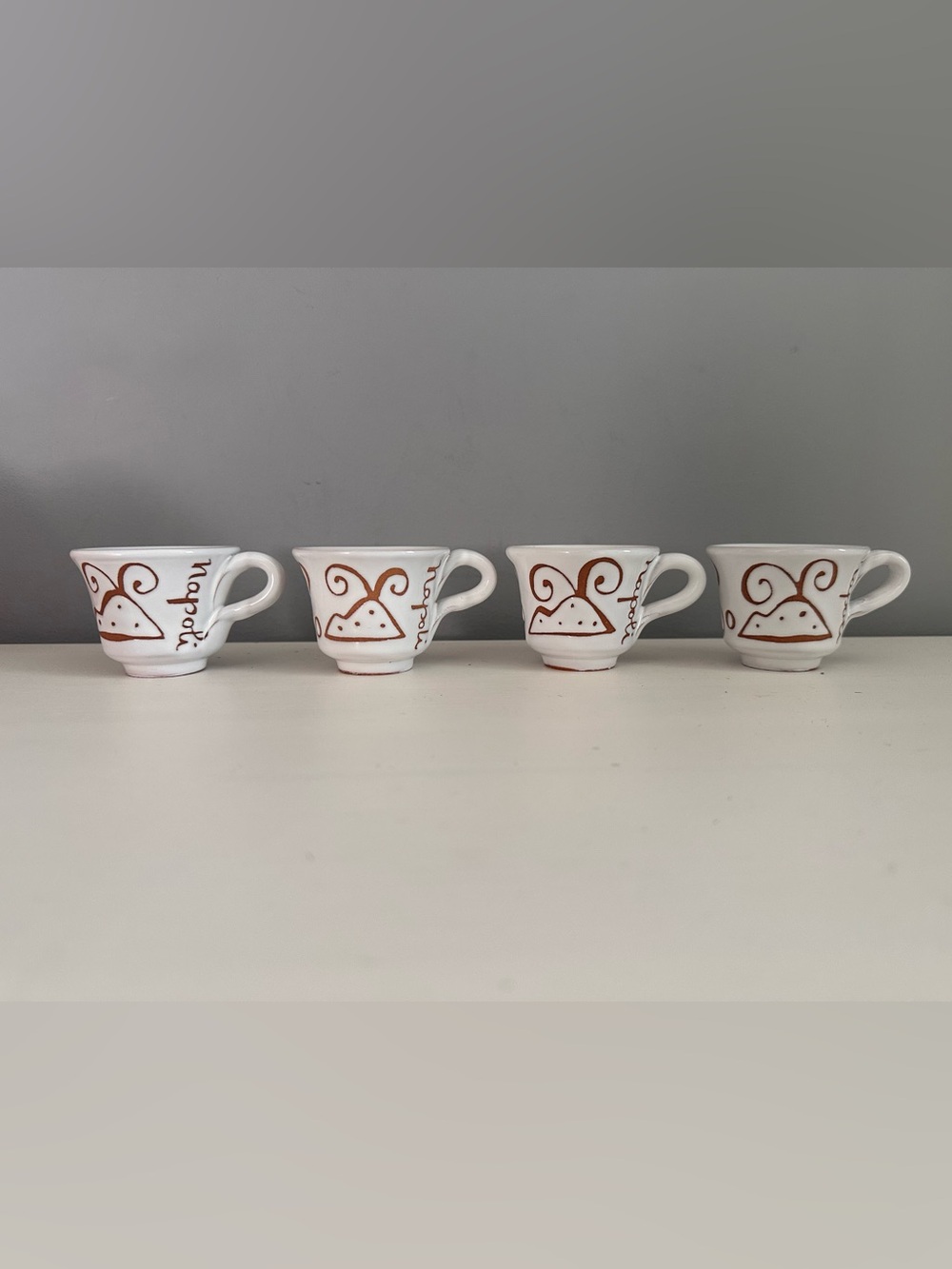 Ale Pedone - 4 x Handmade, Espresso Cups, Italian, Neapolitan, Bright, Vibrant